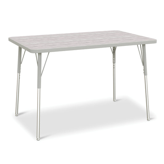 Table d'activités rectangulaire Jonti-Craft Berries - 30" x 48" - 24-31"H - Gris bois flotté/gris