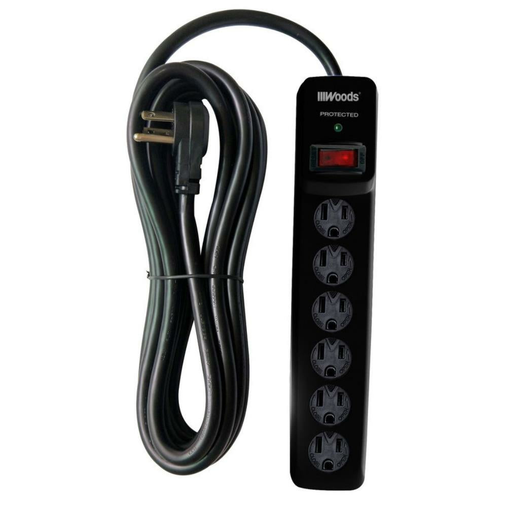 Woods 6-Outlet Electronics Surge Protector, 1180 Joules, 15'