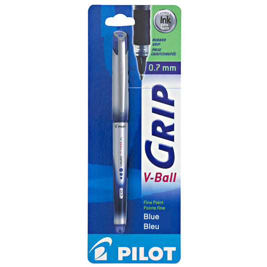 Pilot V-BALL GRIP Rollerball Pen - Fine Point - 0.7 mm - Blue Ink - 10 Pack