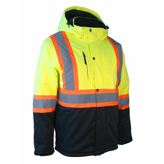 Forcefield Winter Softshell Jacket with Hood - Zip Pockets - Lime - 4XL (Proprietary)
