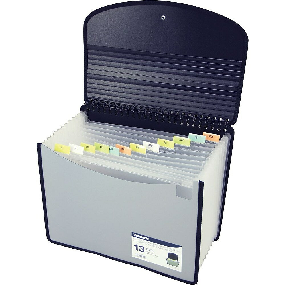 Winnable 13-Pocket Coil Bound Poly Expanding Desktop File, Letter