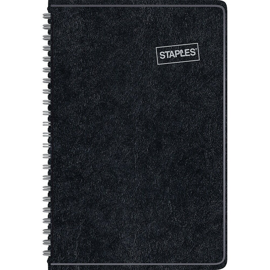 Staples Undated Wirebound Weekly Planner - Black - 8" x 11" - Bilingual