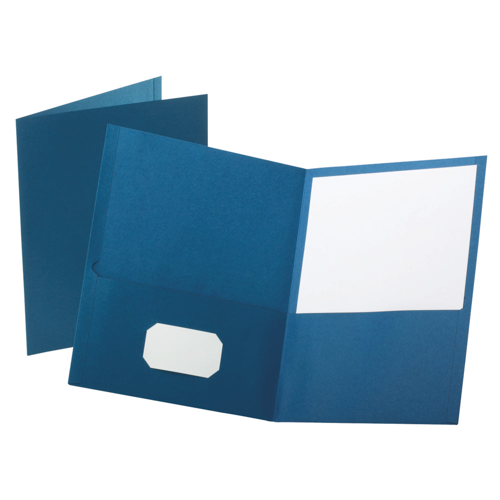Portefeuille à deux poches en cuir grainé Oxford gaufré - Bleu