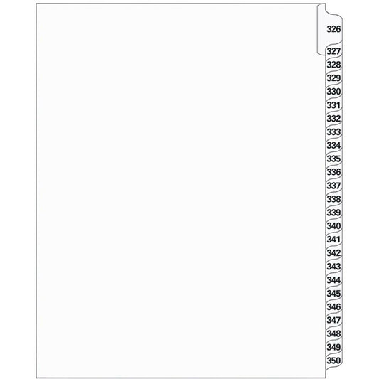 Supreme Litigation Tabs 25th Cut Numeric Set 11" White #326-350