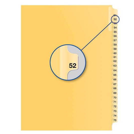 Legal Exhibit Dividers Buff #52 Letter Size, Pack of 25