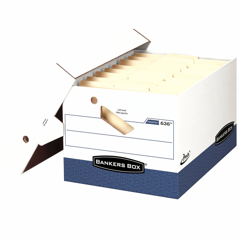 Bankers Box Presto Letter/Legal Storage Box with Ergonomic Handles, 4 Pack