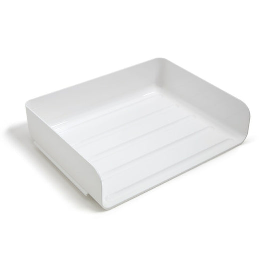 TRU RED Side Load Stackable Plastic Letter Tray - White - 2 Pack