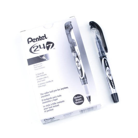 Pentel Rollerball Pen - 0.7mm - Black - 12 Pack