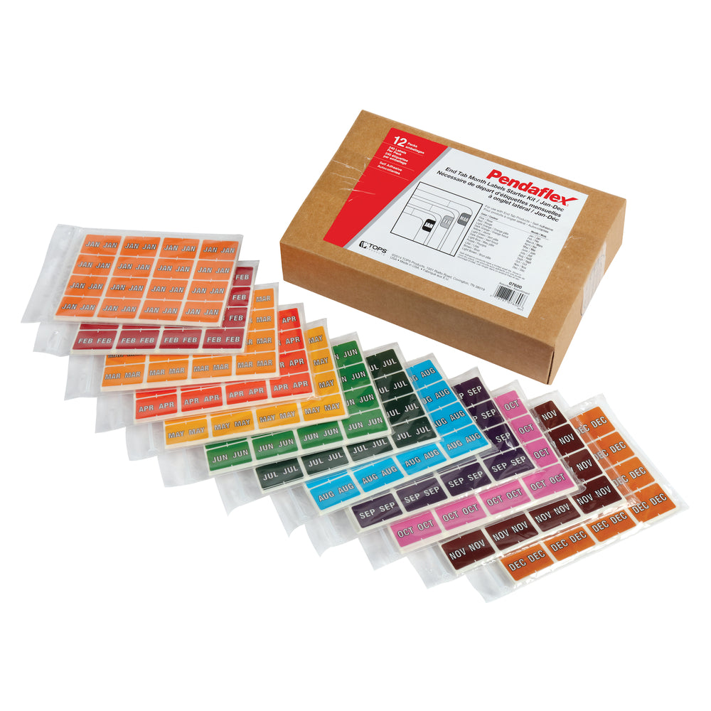 Kit de démarrage d'étiquettes mensuelles Pendaflex de janvier à décembre - Paquet de 2 880