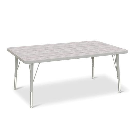 Table d'activités rectangulaire Jonti-Craft Berries - 30" x 48" - 15-24"H - Gris bois flotté/gris