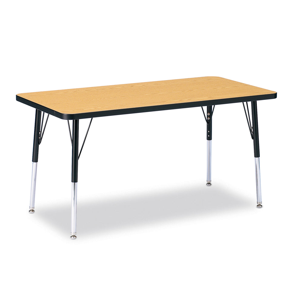 Jonti-Craft Berries Rectangle Activity Table - 24" x 48" - 24-31"H - Oak/Black