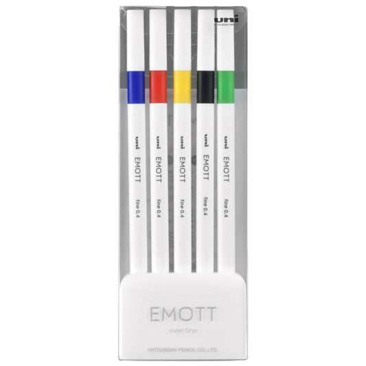 uni-ball Emott Fine Line Marker Pens - Fine Point (0.4mm) - Vivid Colours - 5 Pack