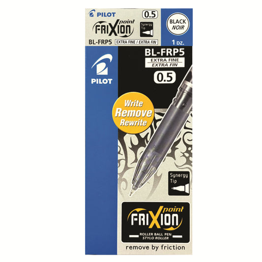 Pilot Frixion Point Erasable Rollerball Pen - 0.5mm - Black - 12 Pack