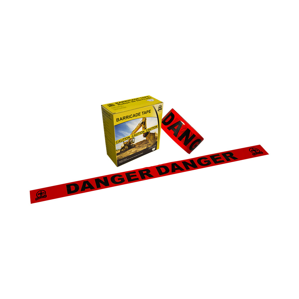 Ruban de barricade Wasip - Danger - 3" x 1000 pi - Rouge