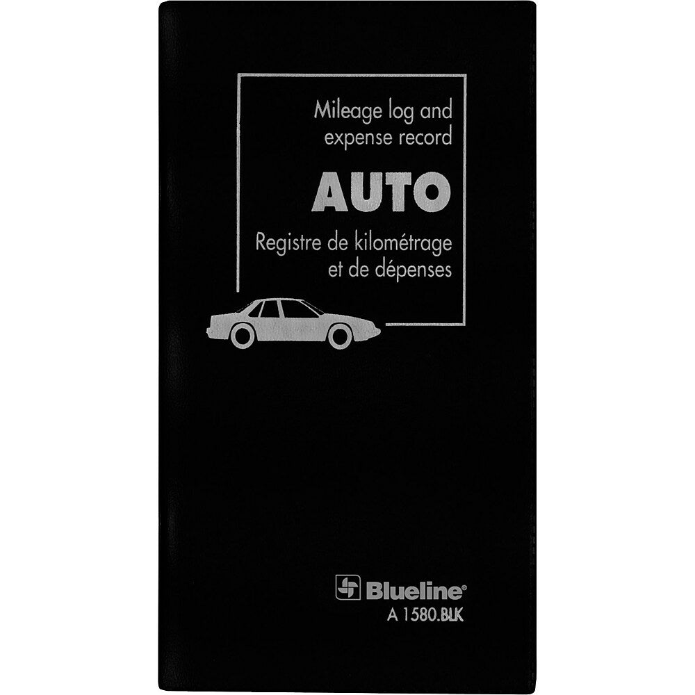 Carnet de kilométrage et de dépenses Blueline, bilingue, 6-3/8" x 3-1/2", noir