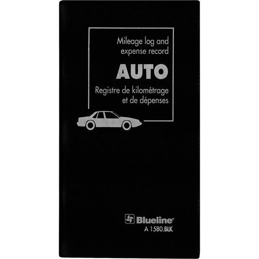 Carnet de kilométrage et de dépenses Blueline, bilingue, 6-3/8" x 3-1/2", noir