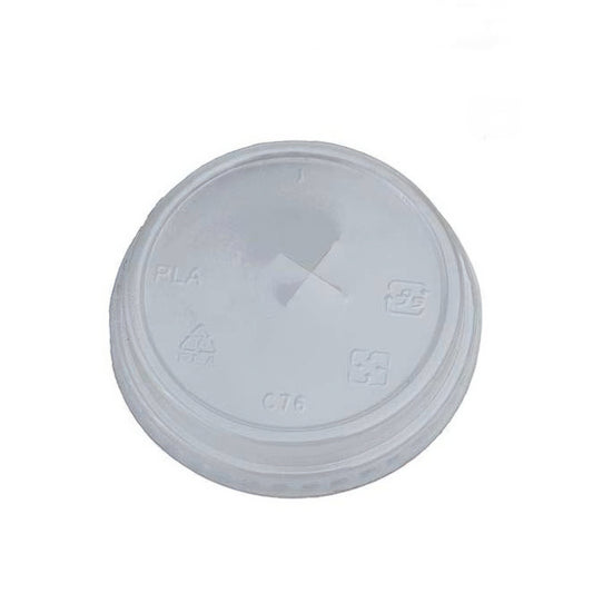 Eco-Packaging Compostable Semi Flat Lid with X Hole - 76mm - 2000 Pack