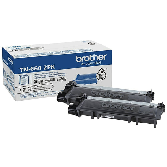 Cartouches de toner noir haute capacité Brother TN660 - Lot de 2