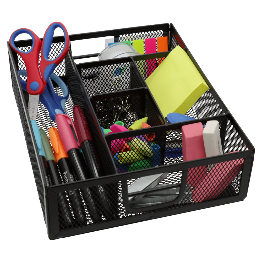 Staples Metal Mesh Drawer Organizer - 6-Slot - Black