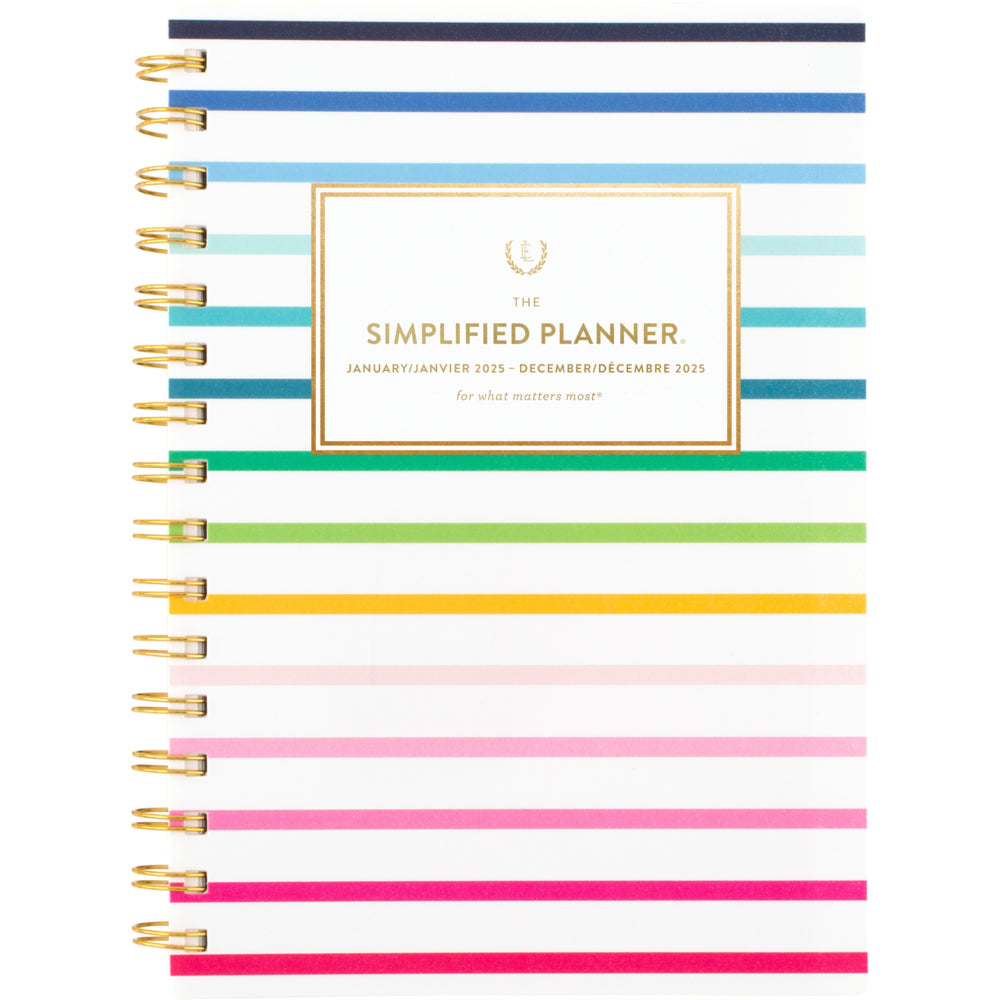 AT-A-GLANCE 2025 Emily Ley Happy Stripe Weekly/Monthly Planner - 8-1/2" H x 5-3/8" W - Multicolour - Bilingual