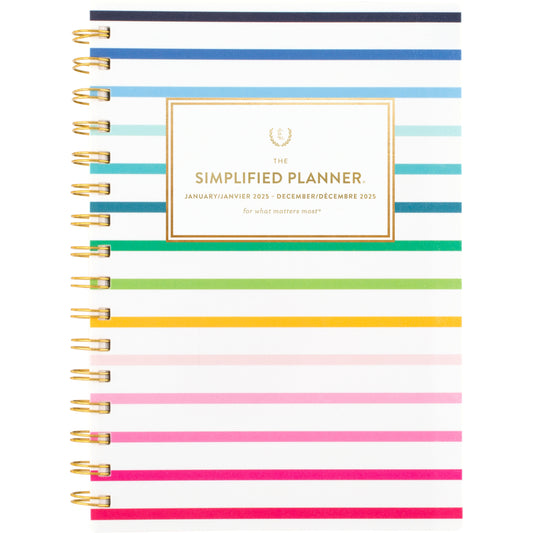 AT-A-GLANCE 2025 Emily Ley Happy Stripe Weekly/Monthly Planner - 8-1/2" H x 5-3/8" W - Multicolour - Bilingual