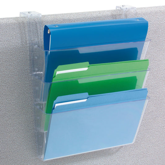 Staples Wall File - 3 Compartments - Letter Size - Clear - 3 Pack