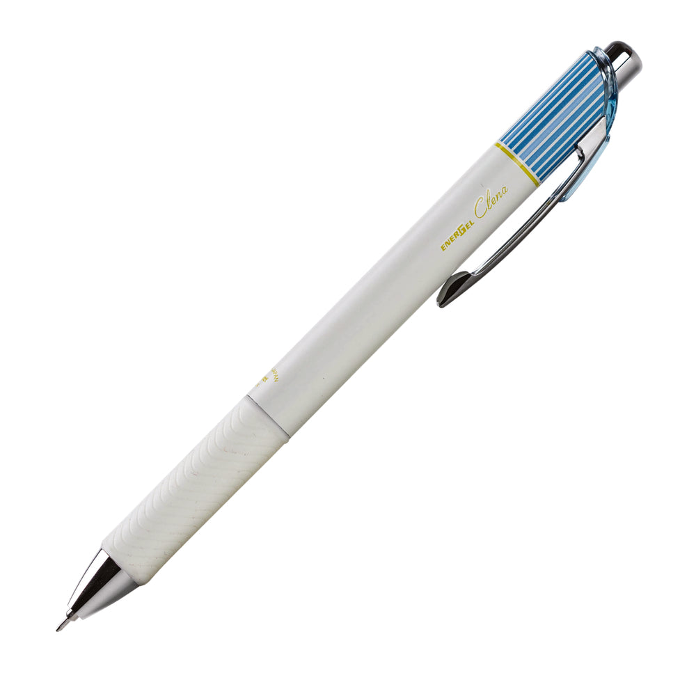Stylo gel rétractable Pentel EnerGel Clena - 0,5 mm - Corps bleu - Encre bleue - Lot de 10