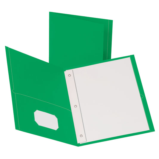 Oxford Twin Pocket Portfolio with Three Tang Fasteners - Letter Size - Green
