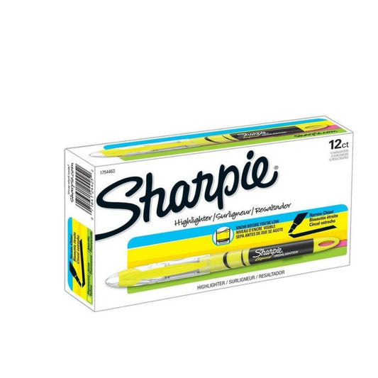 Sharpie Liquid Chisel Tip Pen-Style Highlighters - Yellow - 12 Pack