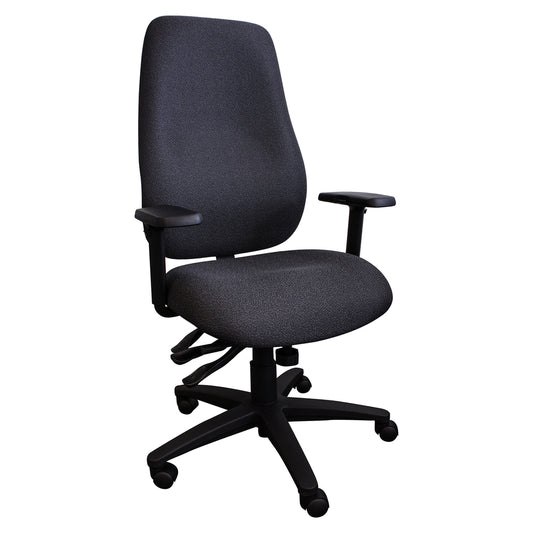 Fauteuil multi-bascules Horizon Cierra à dossier haut avec accoudoirs en T et roulettes pour sols durs - Tissu - Noir