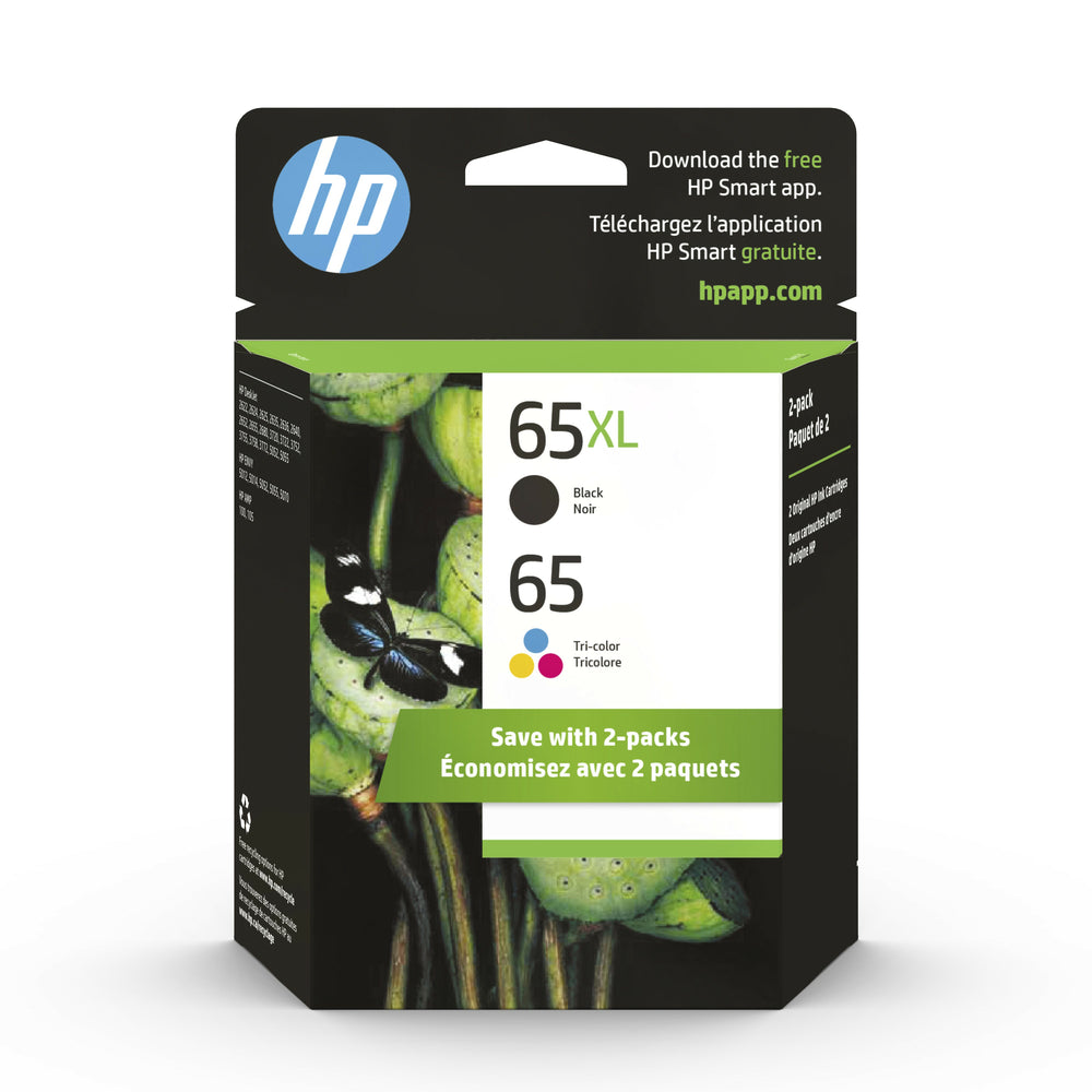 HP 65XL Black and Standard Tri-Color Ink Cartridges (6ZD95AN)