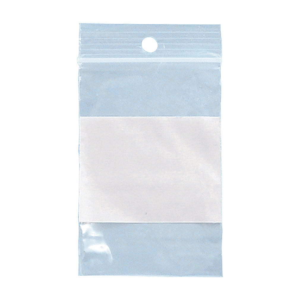 Sachet refermable SPC en polyéthylène avec trou de suspension - 2 mil - 3" x 5" - Bloc blanc - Paquet de 1 000