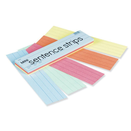 Mini bandes de phrases Pacon, 5 couleurs assorties, 3,8 x 1,9 cm, lignées, 30,5 x 7,6 cm, 100 bandes/paquet