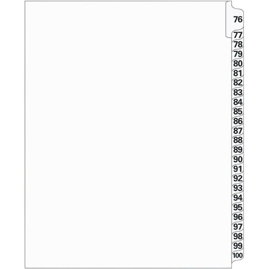 Supreme Litigation Tabs 25th Cut Numeric Set 11" White #76-100