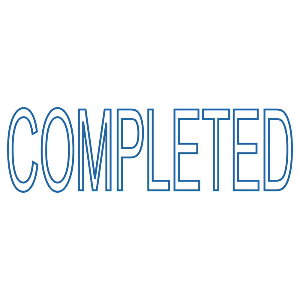 Trodat Eco Printy Stock Stamps - English - "Completed" - 1 1/2" x 1/2" - Blue