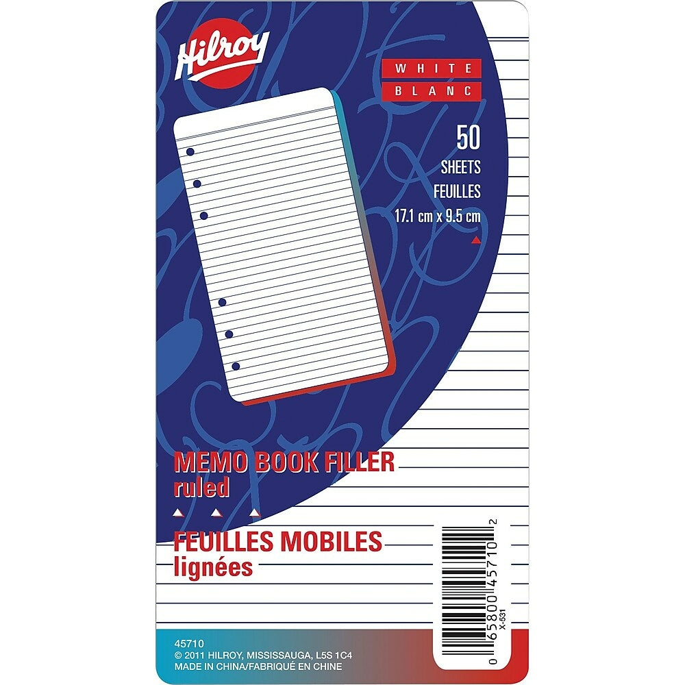 Recharge de papier ligné Hilroy Memo, 6 - 3/4" x 3 - 3/4" 50 feuilles