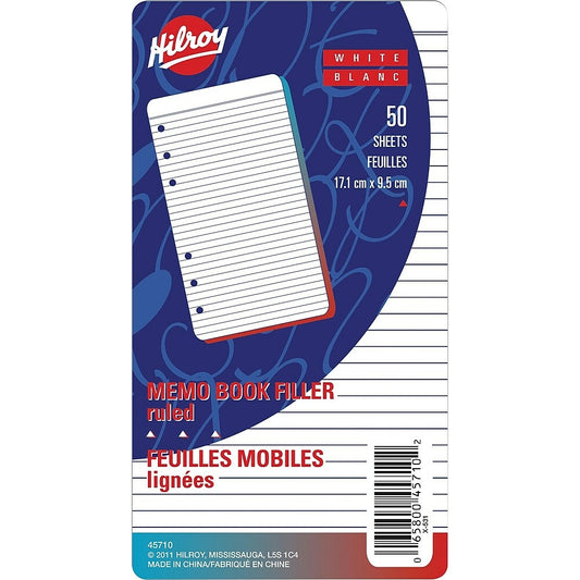 Recharge de papier ligné Hilroy Memo, 6 - 3/4" x 3 - 3/4" 50 feuilles
