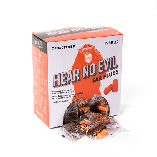 Bouchons d'oreille jetables Forcefield « Hear No Evil » 32 dB en mousse sans cordon – Paquet de 200
