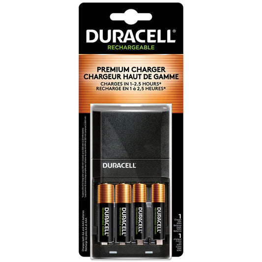 Chargeur de piles Duracell Ion Speed ​​4000 avec 2 piles rechargeables AA et 2 piles AAA