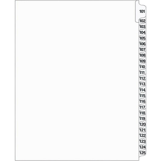 Supreme Litigation Tabs 25th Cut Numeric Set 11" White #101-125