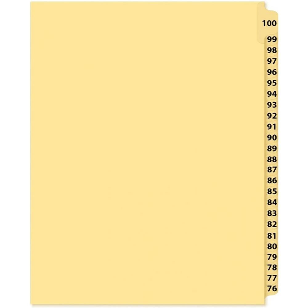 Supreme Litigation Tabs 25th Cut Reverse Numeric Set 11" Buff #100-76
