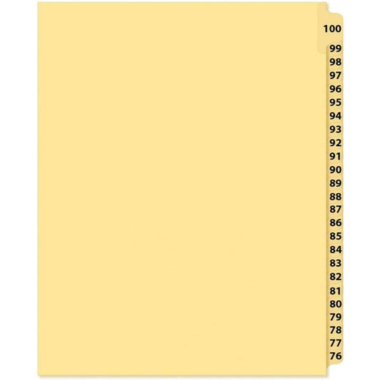 Supreme Litigation Tabs 25th Cut Reverse Numeric Set 11" Buff #100-76