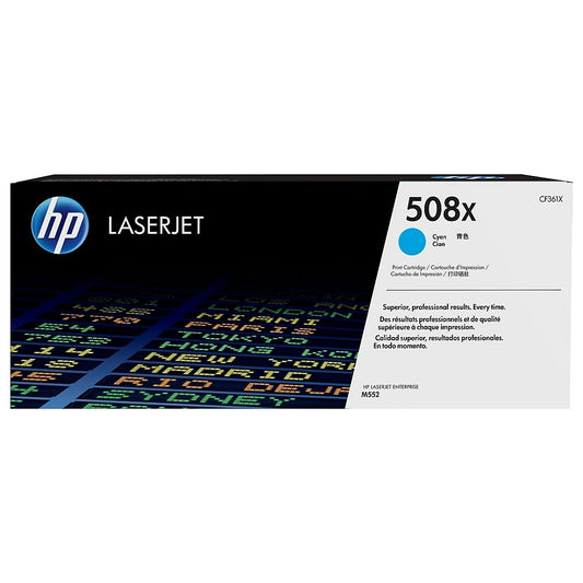 Cartouche de toner LaserJet cyan haute capacité HP 508X (CF361X) d'origine