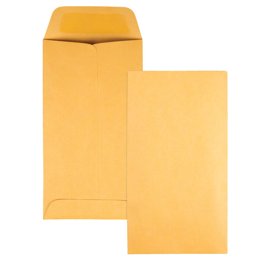 Enveloppes gommées Quality Park n° 7 pour pièces de monnaie - 16,5 cm de large x 8,9 cm de long - Kraft - Paquet de 500