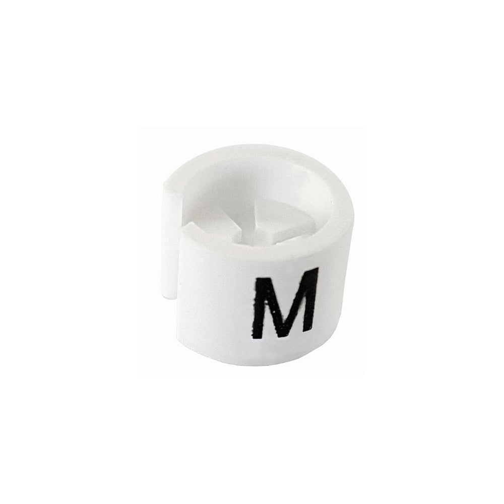Marqueurs de taille miniatures pour cintres Eddie's Hang-Up Display Ltd. - Blanc avec impression noire - Moyen (M) - Paquet de 100