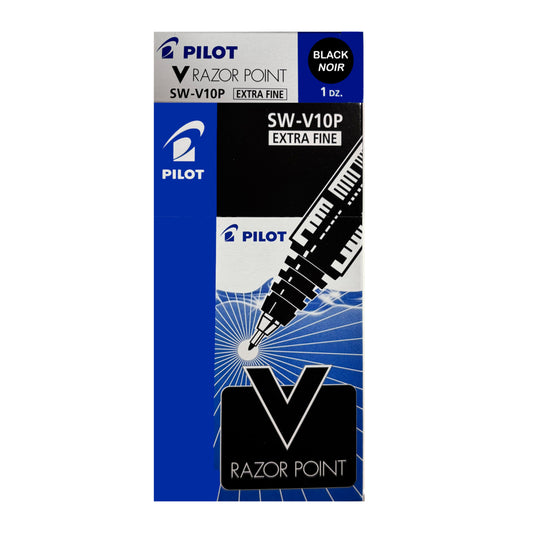 Pilot V Razor Point Marker Pen - Extra Fine Point - 0.8 mm - Black - 12 Pack