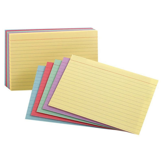Fiches Oxford lignées 5" x 8" - Assortiment - Paquet de 100