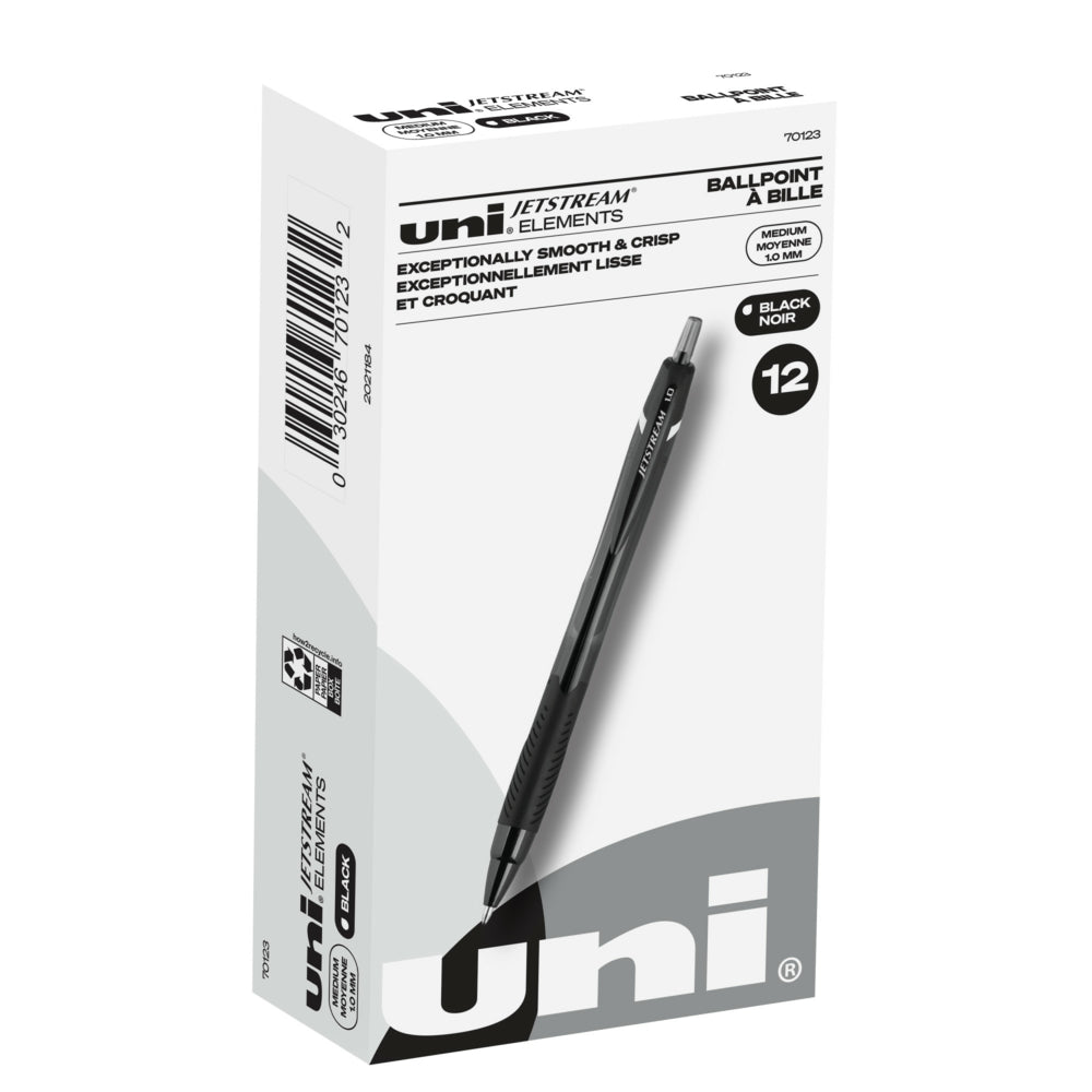 uni-ball Jetstream Elements Ballpoint Pens - Medium Point (1.0mm) - Black - 12 Pack