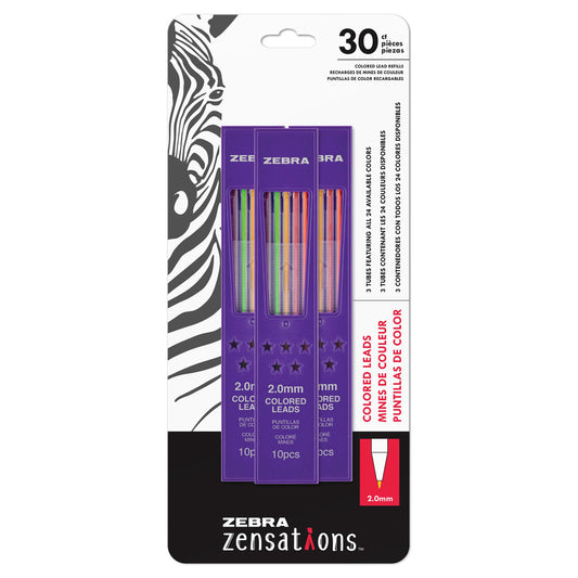 Zebra Zensations Coloured Mechanical Pencil Lead Refills - 2.0mm - Assorted Colours