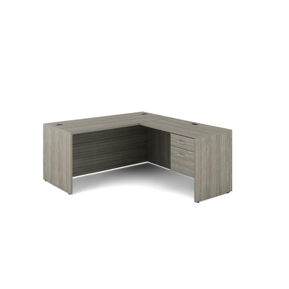 Offices to Go - Newland L-Shaped Workstation - 2 Drawer - 66" W x 72" D - Light Grey